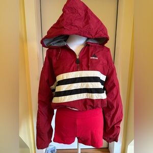 Vintage adidas drawstring crop windbreaker